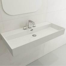 BOCCHI 1378-001-0127 - Milano Wall-Mounted Sink Fireclay 39.75 in. 3-Hole with Overflow in White