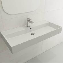 BOCCHI 1378-002-0126 - Milano Wall-Mounted Sink Fireclay 39.75 in. 1-Hole with Overflow in Matte White
