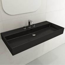 BOCCHI 1378-004-0127 - Milano Wall-Mounted Sink Fireclay 39.75 in. 3-Hole with Overflow in Matte Black