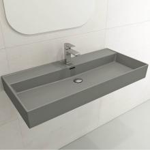 BOCCHI 1378-006-0126 - Milano Wall-Mounted Sink Fireclay 39.75 in. 1-Hole with Overflow in Matte Gray