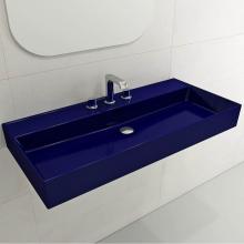 BOCCHI 1378-010-0127 - Milano Wall-Mounted Sink Fireclay 39.75 in. 3-Hole with Overflow in Sapphire Blue