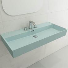 BOCCHI 1378-029-0127 - Milano Wall-Mounted Sink Fireclay 39.75 in. 3-Hole with Overflow in Matte Ice Blue