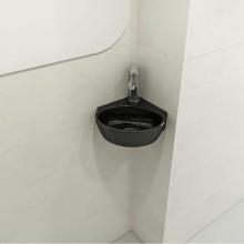 BOCCHI 1392-005-0126 - Milano Corner Sink Fireclay 12 in. 1-Hole with Overflow in Black