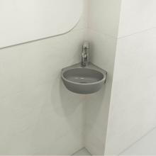 BOCCHI 1392-006-0126 - Milano Corner Sink Fireclay 12 in. 1-Hole with Overflow in Matte Gray