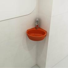 BOCCHI 1392-012-0126 - Milano Corner Sink Fireclay 12 in. 1-Hole with Overflow in Orange