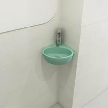 BOCCHI 1392-033-0126 - Milano Corner Sink Fireclay 12 in. 1-Hole with Overflow in Matte Mint Green