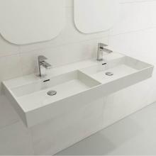 BOCCHI 1393-001-0132 - Milano Wall-Mounted Sink Fireclay  47.75 in. Double Bowl for Two 1-Hole Faucets with Overflows in