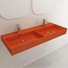 BOCCHI 1393-012-0132 - Milano Wall-Mounted Sink Fireclay  47.75 in. Double Bowl for Two 1-Hole Faucets with Overflows in