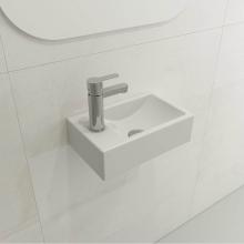 BOCCHI 1418-002-0126 - Milano Wall-Mounted Sink Fireclay 14.5 in. 1-hole Right Side Faucet Deck with Overflow in Matte Wh