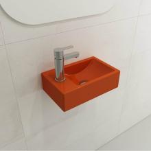 BOCCHI 1418-012-0126 - Milano Wall-Mounted Sink Fireclay 14.5 in. 1-hole Right Side Faucet Deck with Overflow in Orange