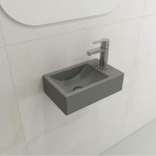 BOCCHI 1419-006-0126 - Milano Wall-Mounted Sink Fireclay 14.5 in. 1-hole on Left Side with Overflow in Matte Gray