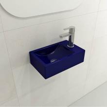 BOCCHI 1419-010-0126 - Milano Wall-Mounted Sink Fireclay 14.5 in. 1-hole Left Side Faucet Deck with Overflow in Sapphire
