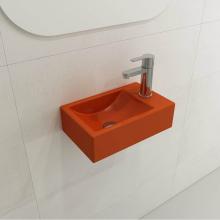 BOCCHI 1419-012-0126 - Milano Wall-Mounted Sink Fireclay 14.5 in. 1-hole Left Side Faucet Deck with Overflow in Orange