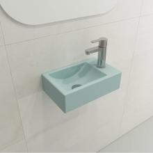 BOCCHI 1419-029-0126 - Milano Wall-Mounted Sink Fireclay 14.5 in. 1-hole Left Side Faucet Deck  with Overflow in Matte Ic