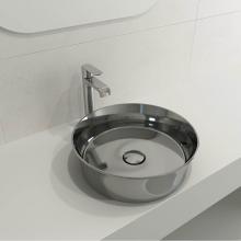 BOCCHI 1478-401-0125 - Sottile Round Vessel Fireclay 15 in. with Matching Drain Cover in Platinum