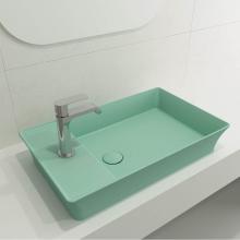 BOCCHI 1479-033-0126 - Sottile Rectangle Vessel Fireclay 23.5 in. 1-Hole Faucet Deck with Matching Drain Cover in Matte M