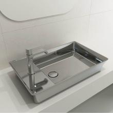 BOCCHI 1479-401-0126 - Sottile Rectangle Vessel Fireclay 23.5 in. 1-Hole Faucet Deck with Matching Drain Cover in Platinu