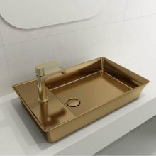 BOCCHI 1479-403-0126 - Sottile Rectangle Vessel Fireclay 23.5 in. 1-Hole Faucet Deck with Matching Drain Cover in Matte G