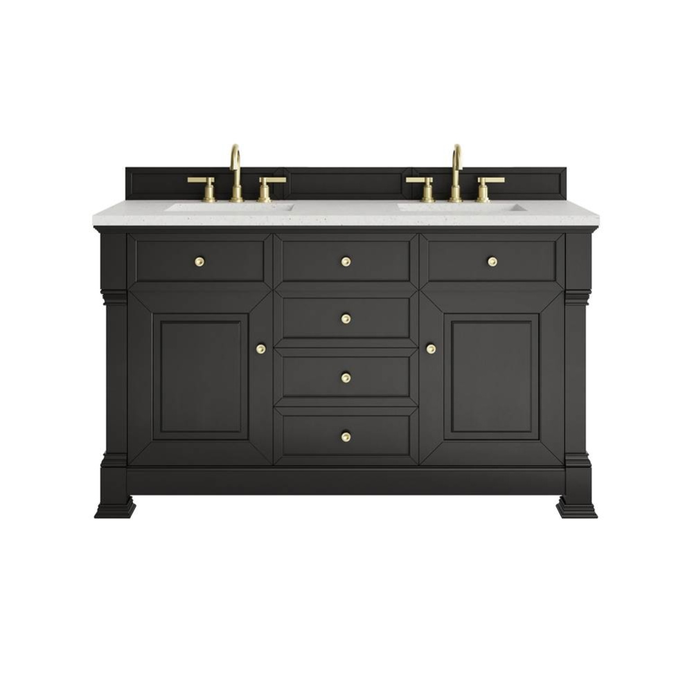 Brookfield 60&apos;&apos; Double Vanity, Black Onyx w/ 3 CM Lime Delight Silestone&#xae; Top