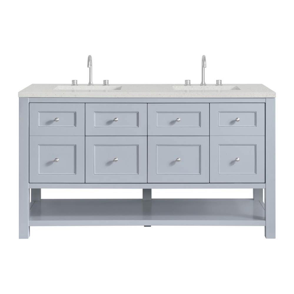 Breckenridge 60&apos;&apos; Double Vanity, Serenity Blue, w/ 3 CM Lime Delight Quartz Top