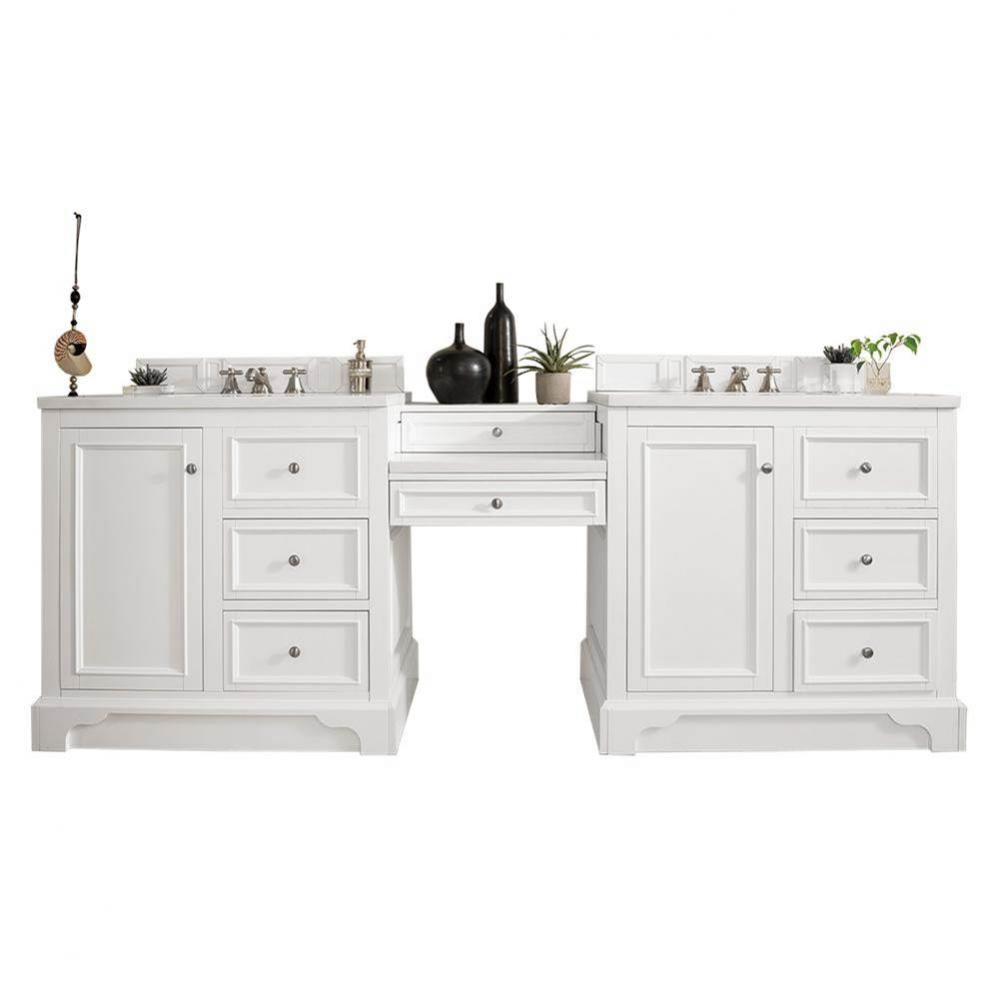 De Soto 94&apos;&apos; Double Vanity Set, Bright White w/ 3 CM White Zeus Quartz Top