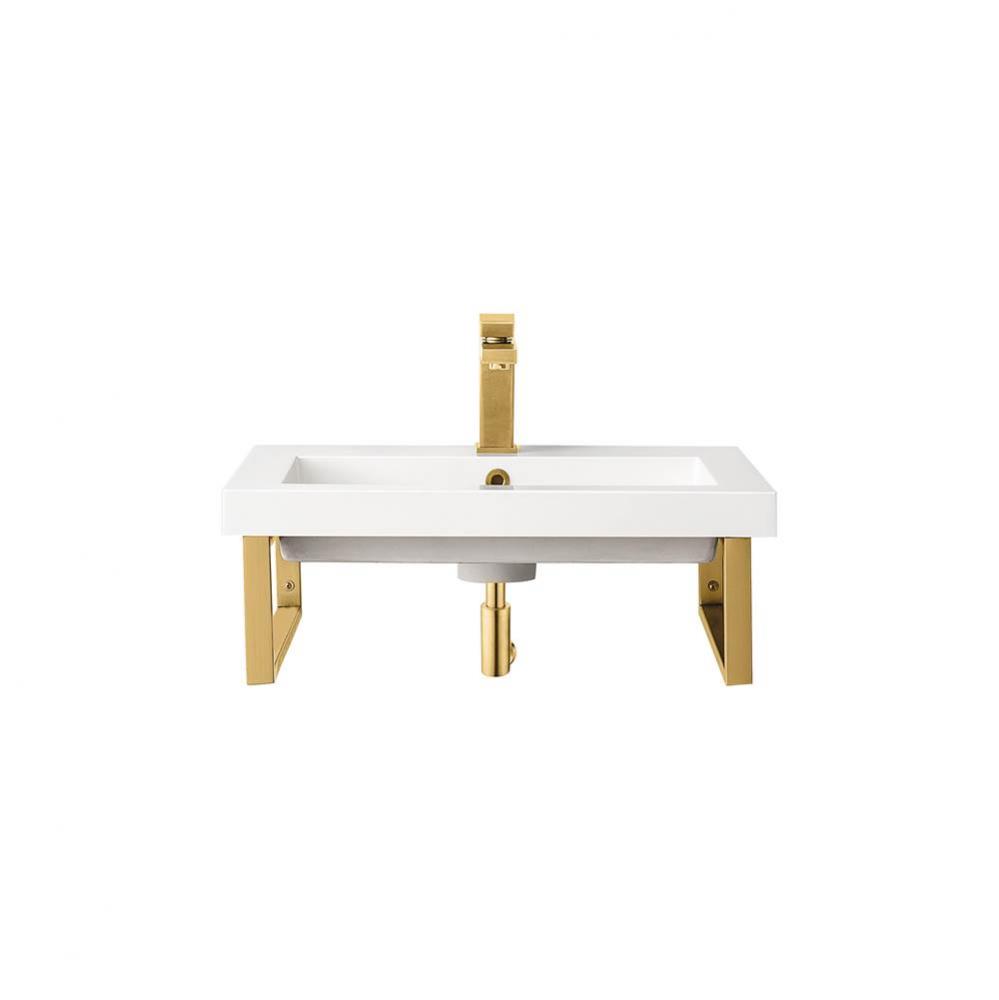 Two Boston 18&apos;&apos; Wall Brackets, Radiant Gold w/23.6&apos;&apos; White Glossy Composite Co