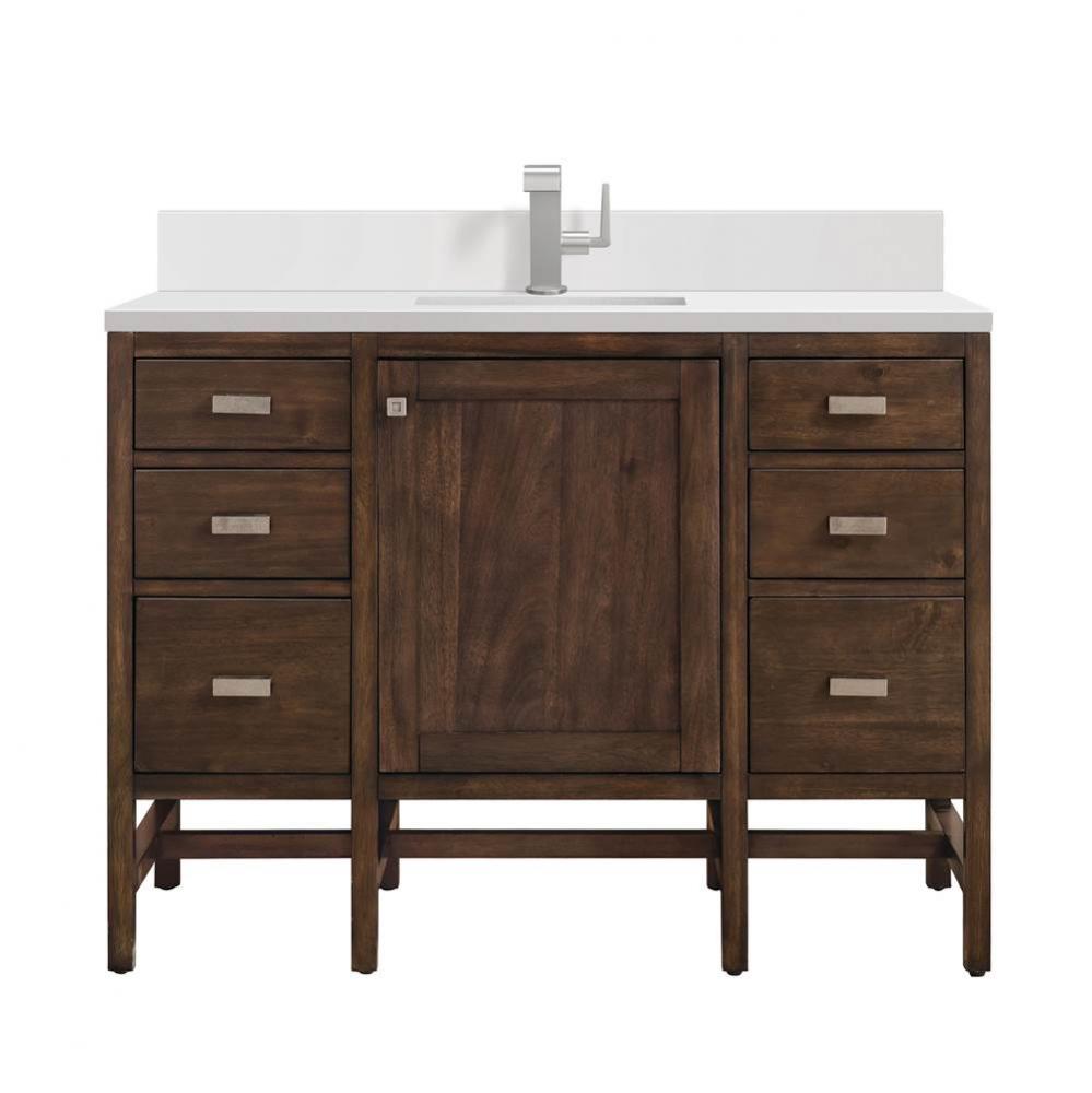 Addison 48&apos;&apos; Single Vanity, Mid-Century Acacia w/ Single Hole 3 CM White Zeus Quartz Top