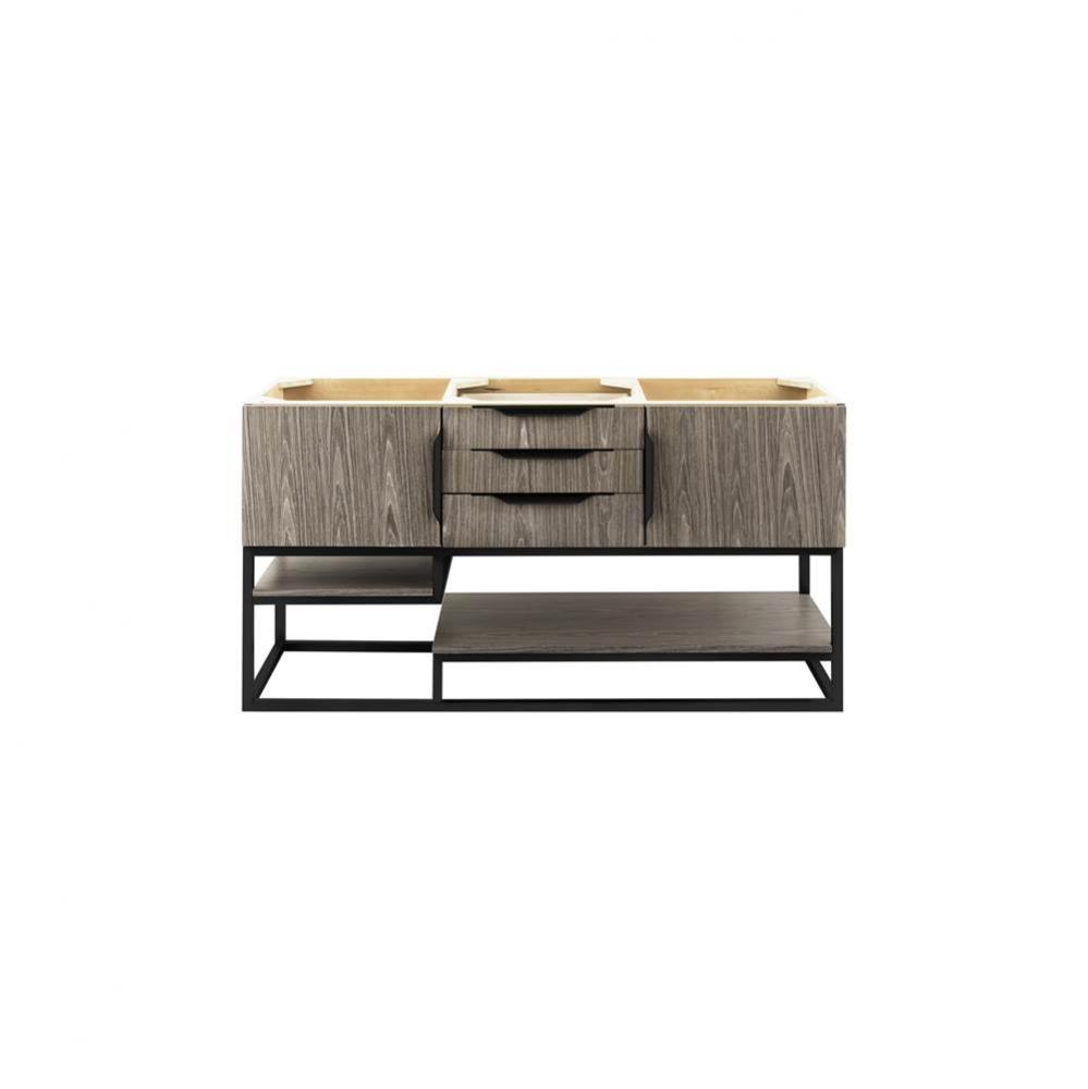 Columbia 59&apos;&apos; Double Vanity Cabinet, Ash Gray, Matte Black