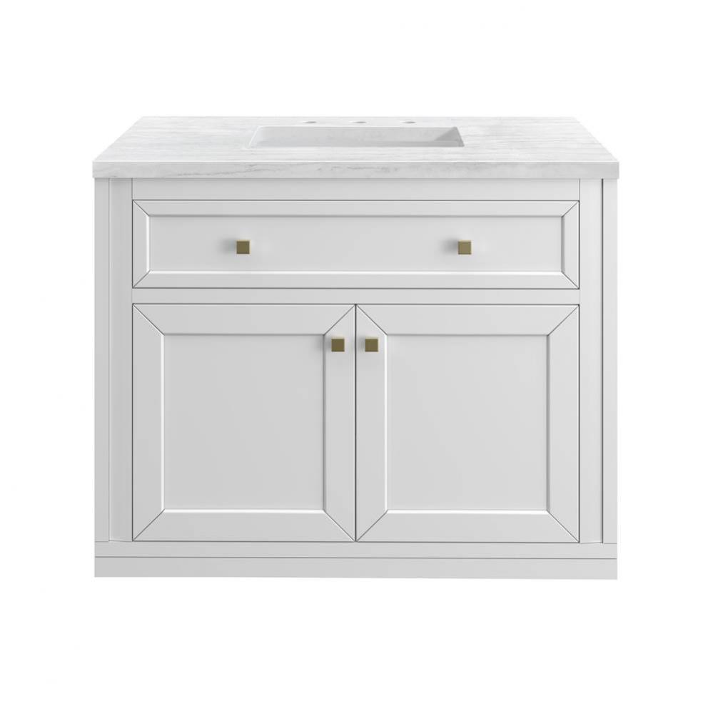 Chicago 36&apos;&apos; Single Vanity, Glossy White, w/ 3 CM Arctic Fall Solid Surface Top