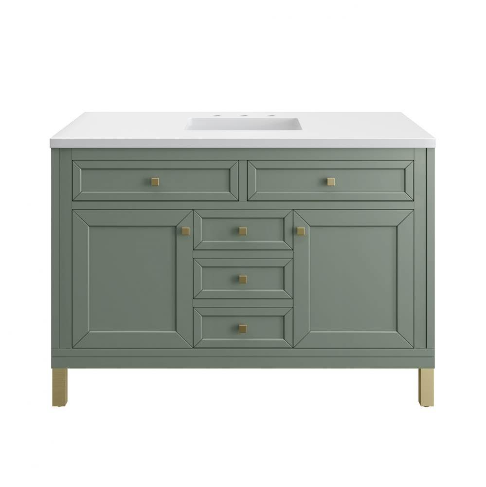 Chicago 48&apos;&apos; Single Vanity, Smokey Celadon, w/ 3 CM White Zeus Silestone&#xae; Top