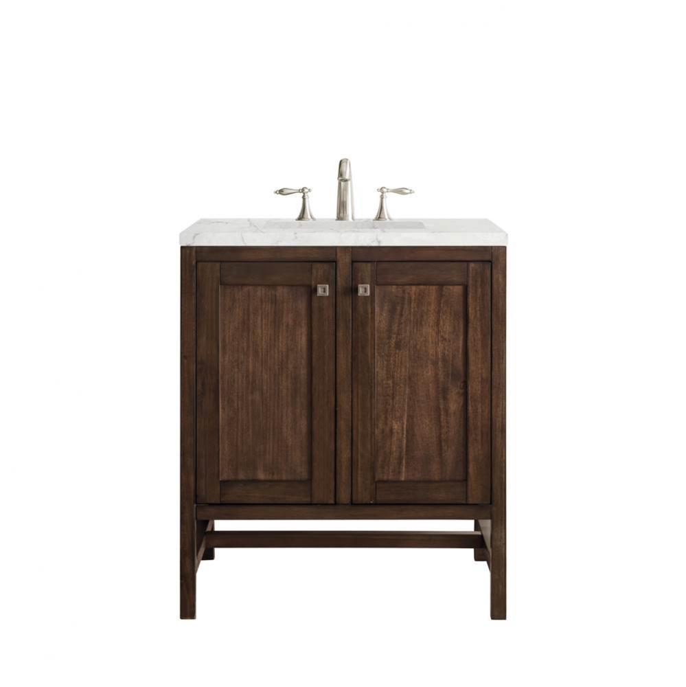 Addison 30&apos;&apos; Single Vanity Cabinet (w/Doors), Mid Century Acacia, w/ 3 CM Eternal Jasmin