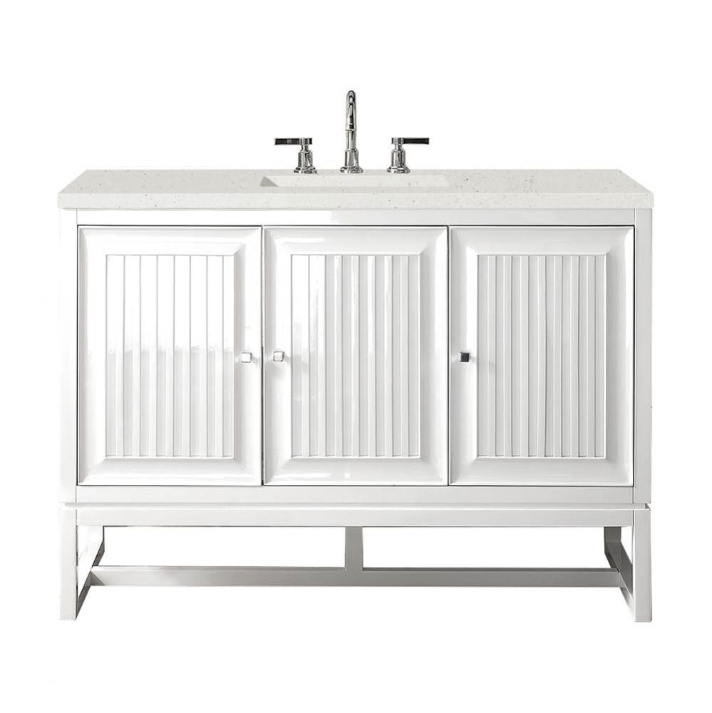 Athens 48&apos;&apos; Single Vanity, Glossy White w/ 3 CM Lime Delight Quartz Top