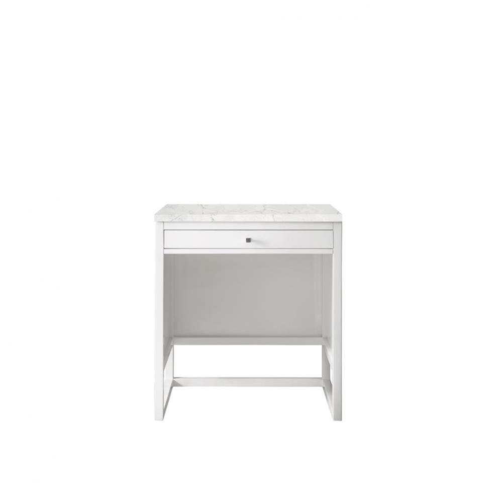 Athens 30&apos;&apos; Countertop Unit, Glossy White w/ 3 CM Eternal Jasmine Pearl Quartz Top
