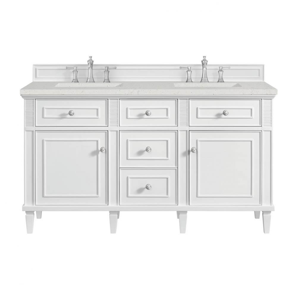 Lorelai 60&apos;&apos; Double Vanity, Bright White w/ 3 CM Lime Delight Quartz Top