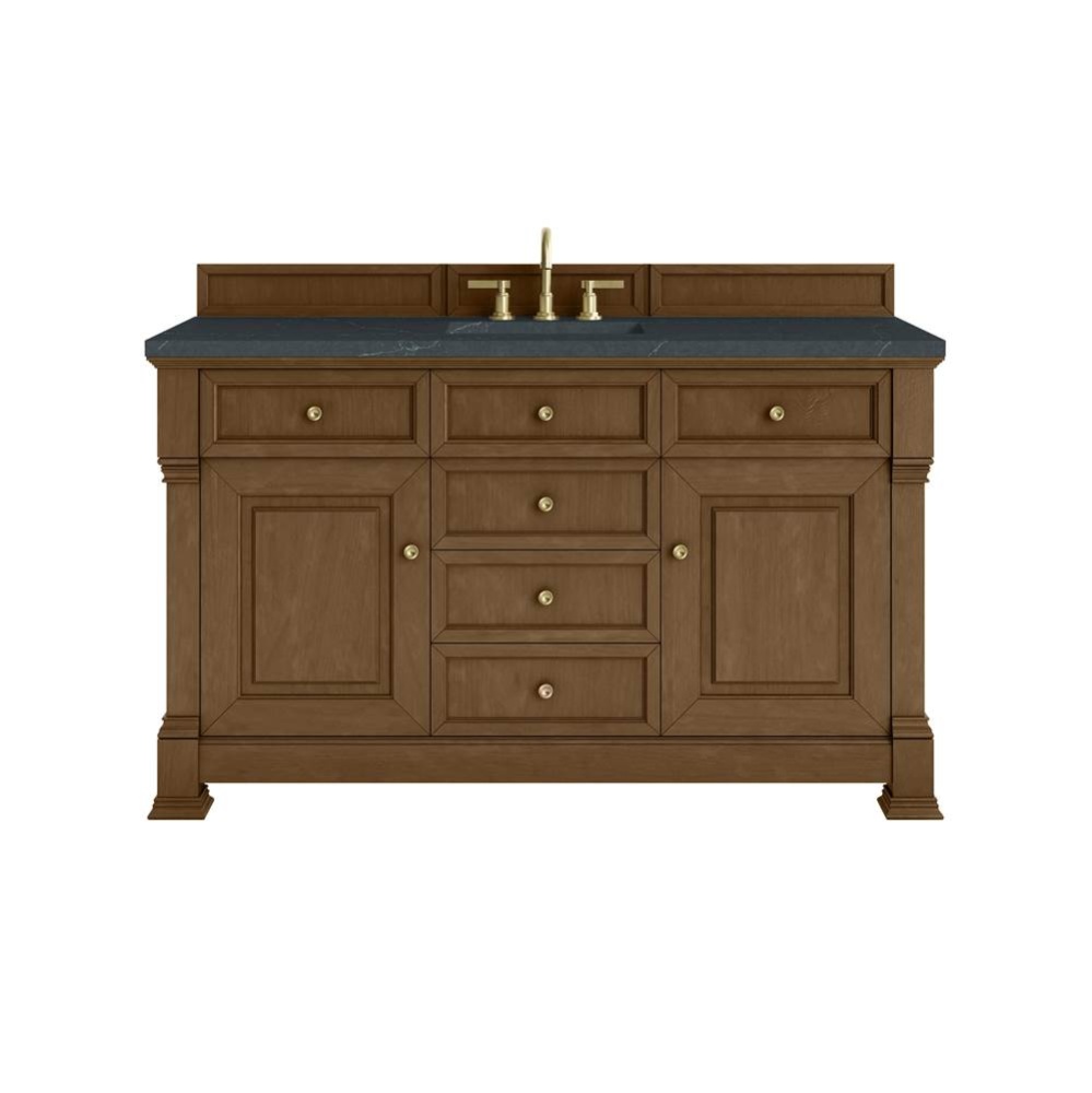 Brookfield 60&apos;&apos; Single Vanity, Honey Oak w/ 3 CM Charcoal Soapstone Silestone&#xae; Top