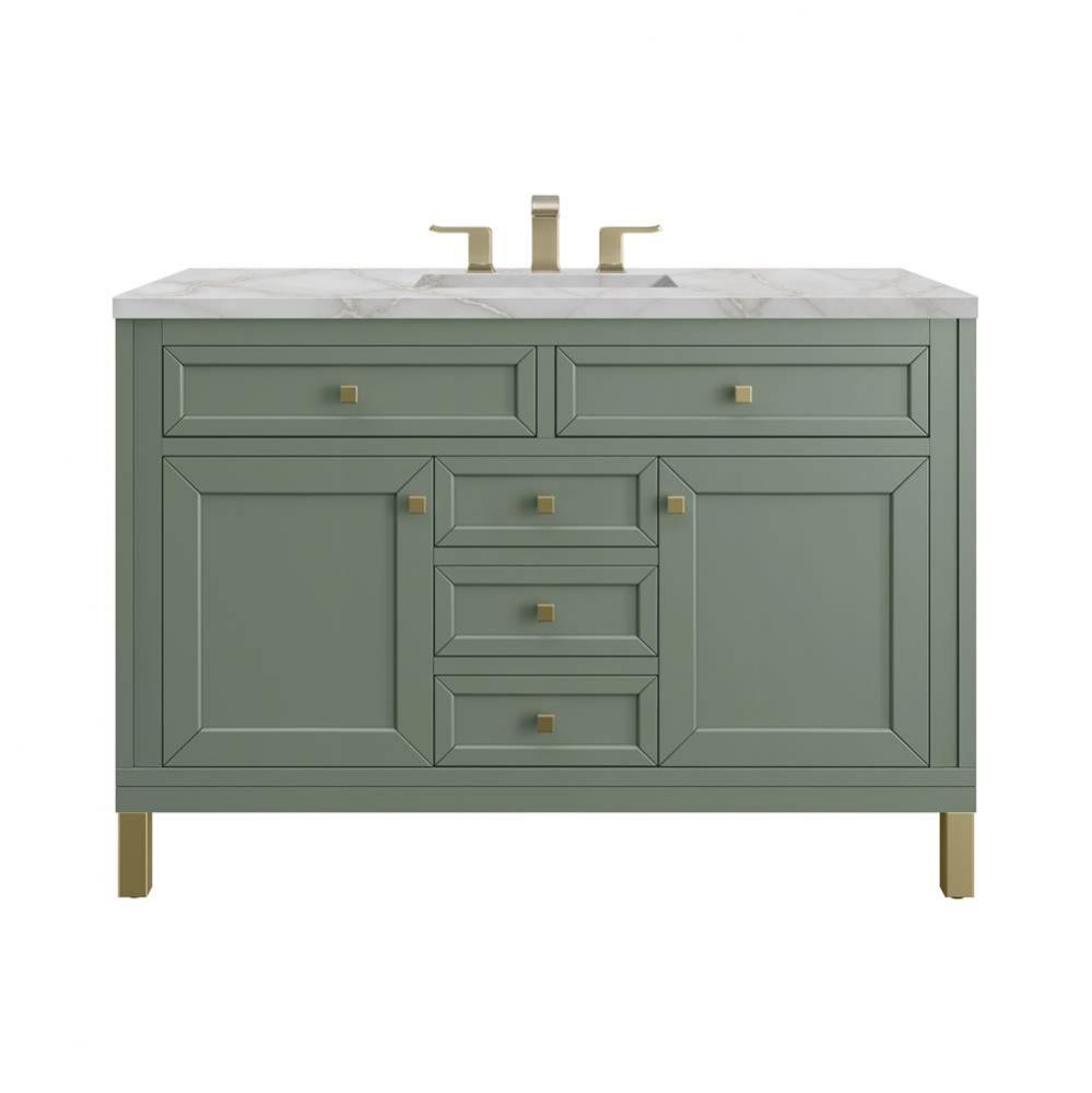 Chicago 48&apos;&apos; Single Vanity, Smokey Celadon, w/ 3 CM Victorian Silver Silestone&#xae; Top