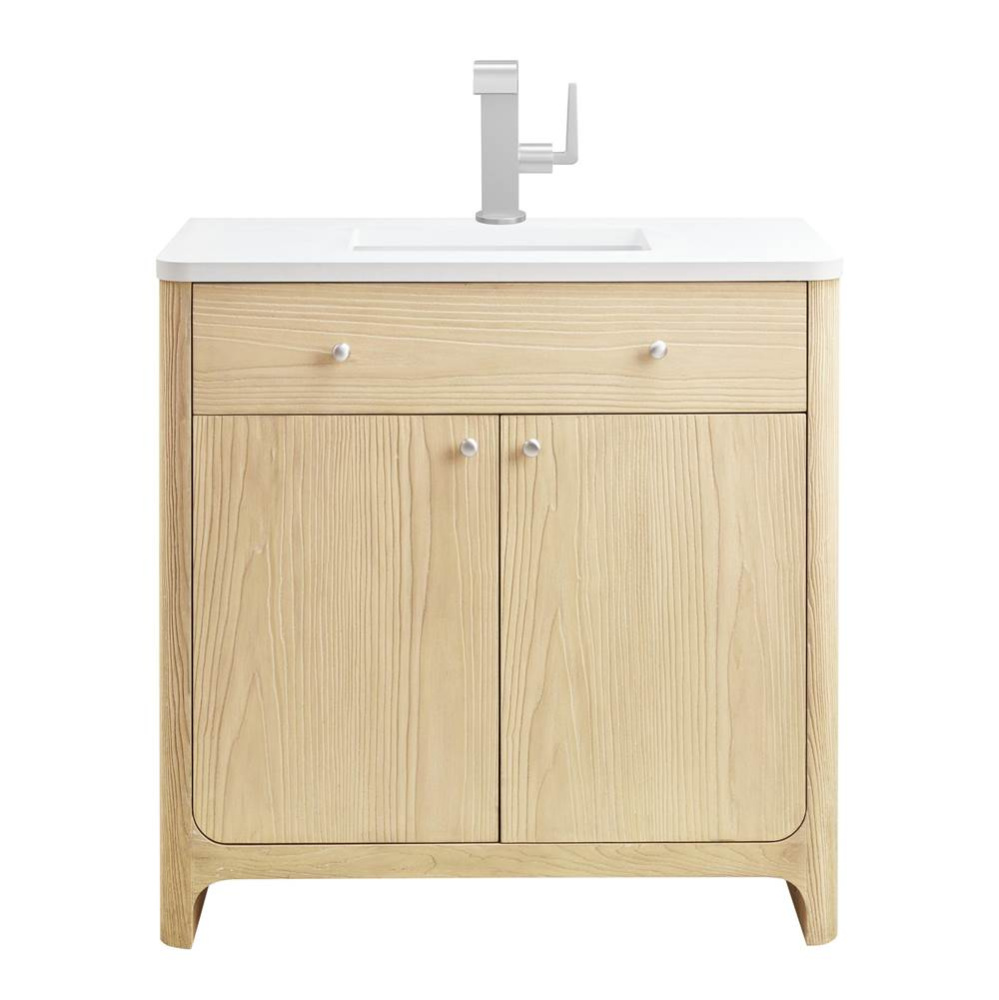 Gracyn 36&apos;&apos; Single Vanity, Coastal Driftwood, w/ 3 CM White Zeus Quartz Top