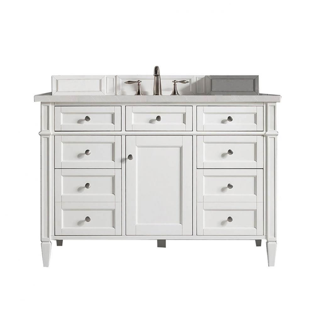 Brittany 48&apos;&apos; Single Vanity, Bright White w/ 3 CM Eternal Serena Quartz Top