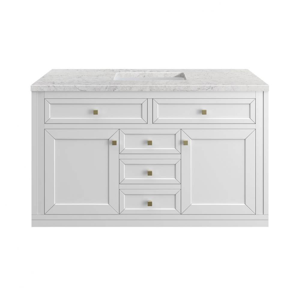 Chicago 48&apos;&apos; Single Vanity, Glossy White, w/ 3 CM Eternal Jasmine Pearl Silestone&#xae;