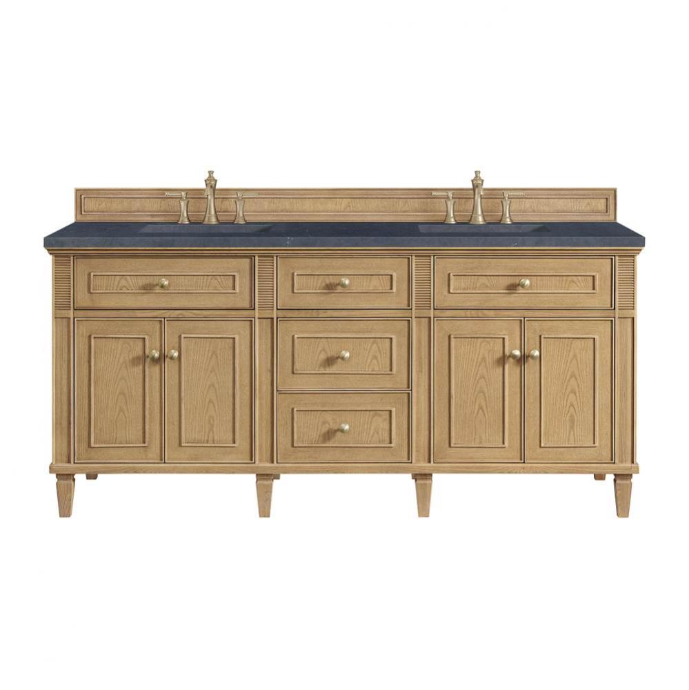 Lorelai 72&apos;&apos; Double Vanity, Light Natural Oak w/ 3 CM Charcoal Soapstone Quartz Top