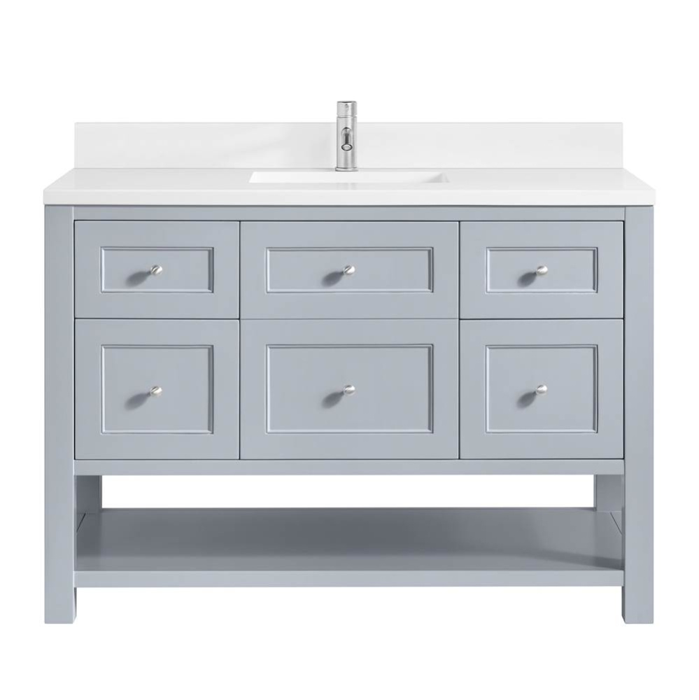 Breckenridge 48&apos;&apos; Single Vanity, Serenity Blue, w/ Single Hole 3 CM White Zeus Quartz To