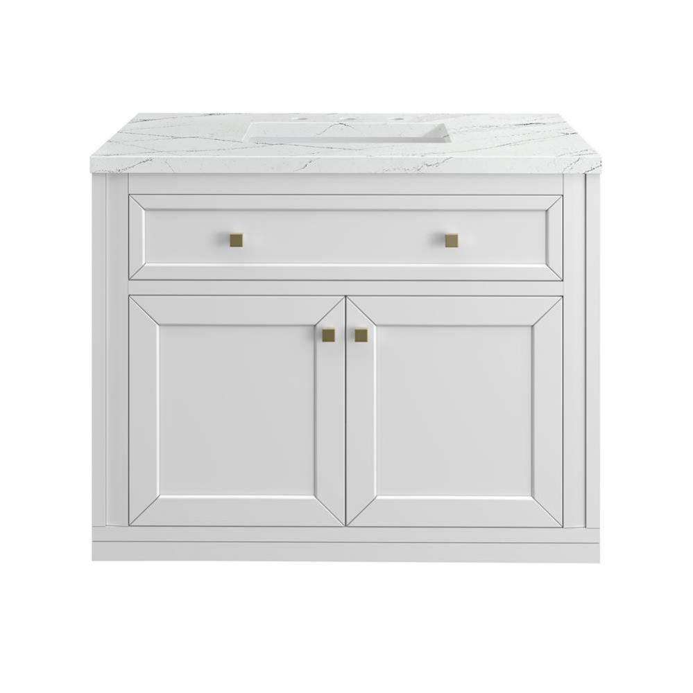 Chicago 36&apos;&apos; Single Vanity, Glossy White, w/ 3 CM Ethereal Noctis Silestone&#xae; Top
