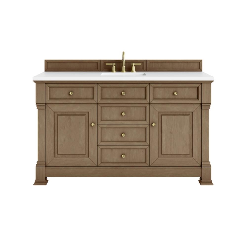 Brookfield 60&apos;&apos; Single Vanity, Pecan w/ 3 CM Charcoal Soapstone Silestone&#xae; Top