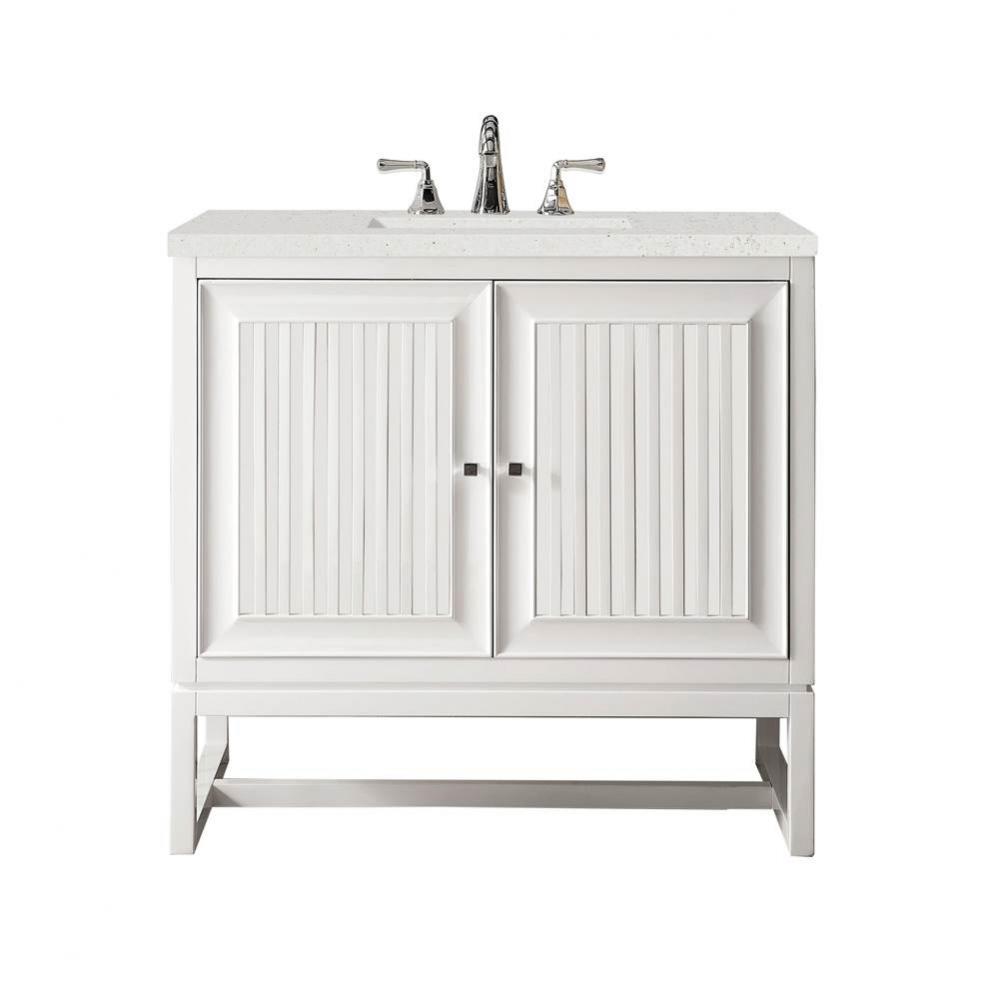 Athens 36&apos;&apos; Single Vanity, Glossy White w/ 3 CM Lime Delight Quartz Top