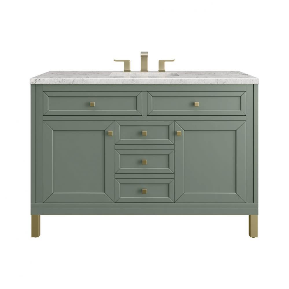 Chicago 48&apos;&apos; Single Vanity, Smokey Celadon, w/ 3 CM Eternal Jasmine Pearl Silestone&#xae
