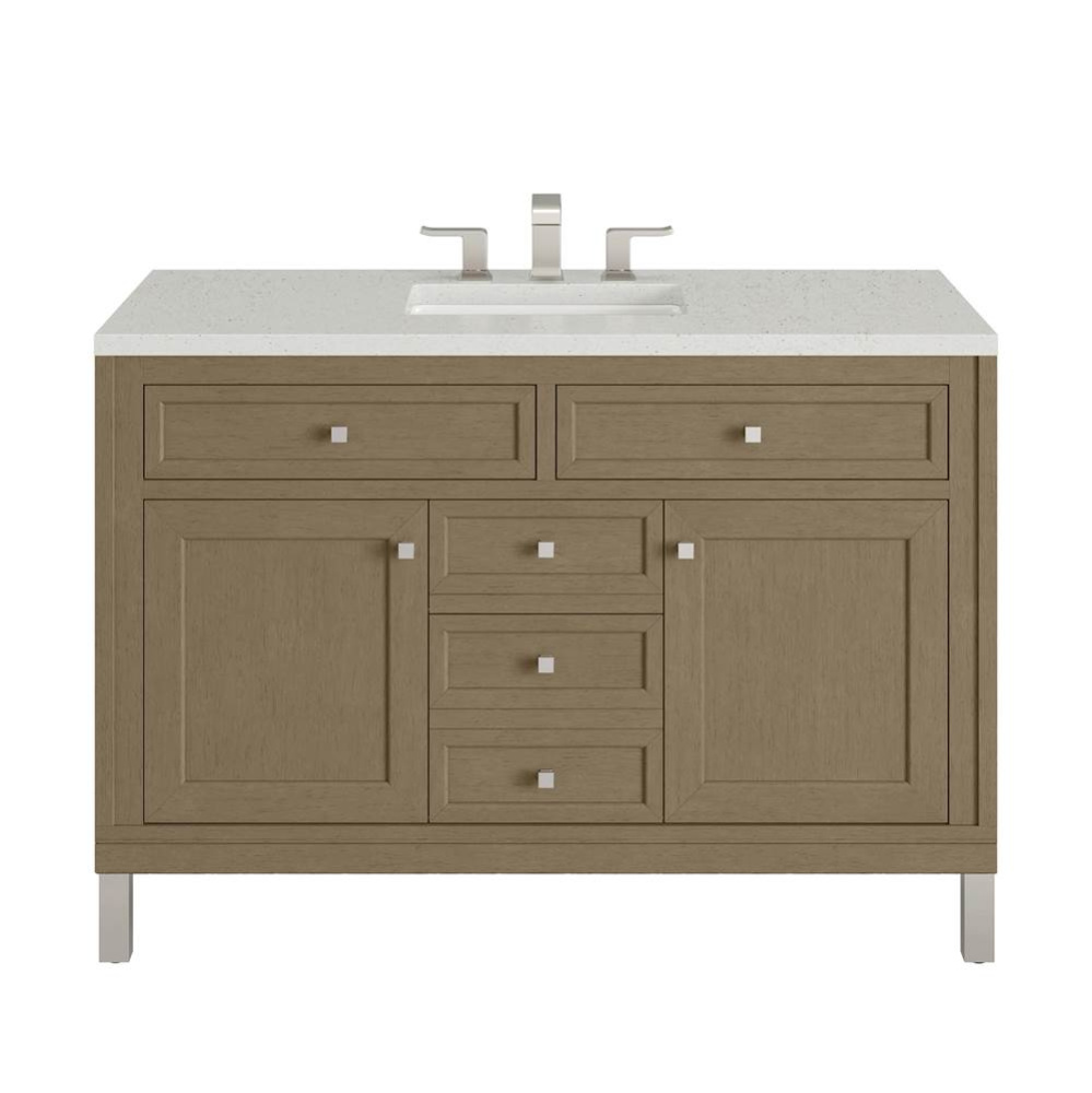 Chicago 48&apos;&apos; Single Vanity, Walnut Whisper, w/ 3 CM Lime Delight Silestone&#xae; Top