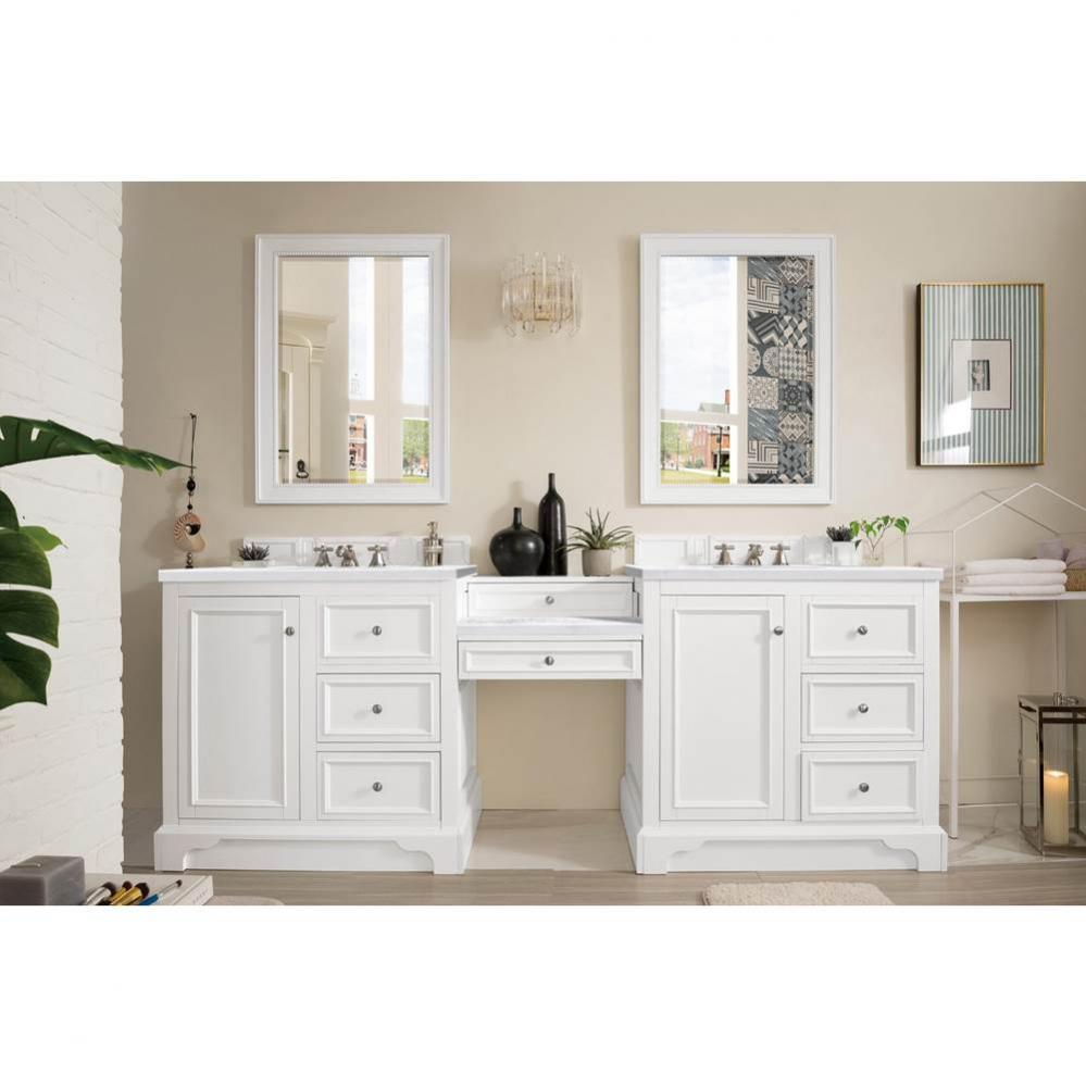 De Soto 94&apos;&apos; Double Vanity Set, Bright White w/ 3 CM Arctic Fall Solid Surface Top