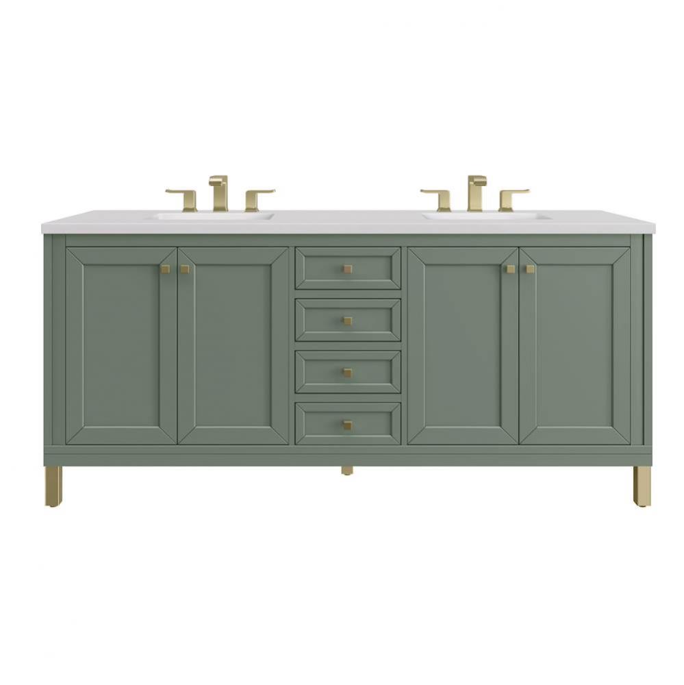 Chicago 72&apos;&apos; Double Vanity, Smokey Celadon, w/ 3 CM White Zeus Silestone&#xae; Top