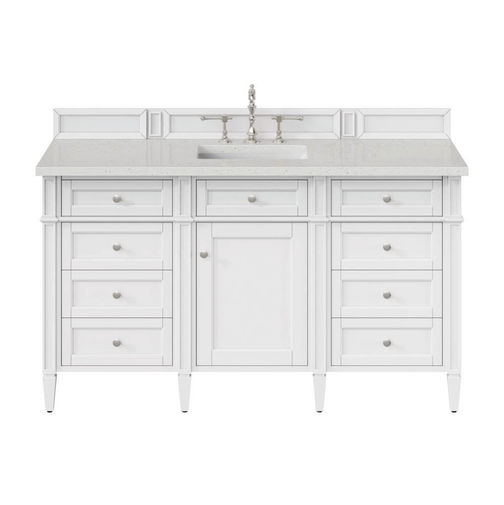 Brittany 60&apos;&apos; Single Vanity, Bright White w/ 3 CM Lime Delight Quartz Top