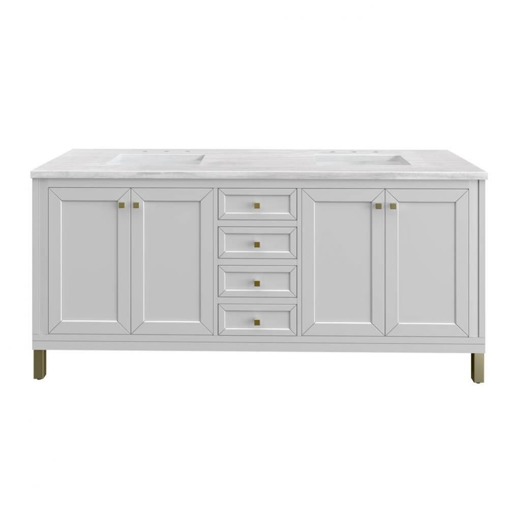 Chicago 72&apos;&apos; Double Vanity, Glossy White w/ 3 CM Arctic Fall Top